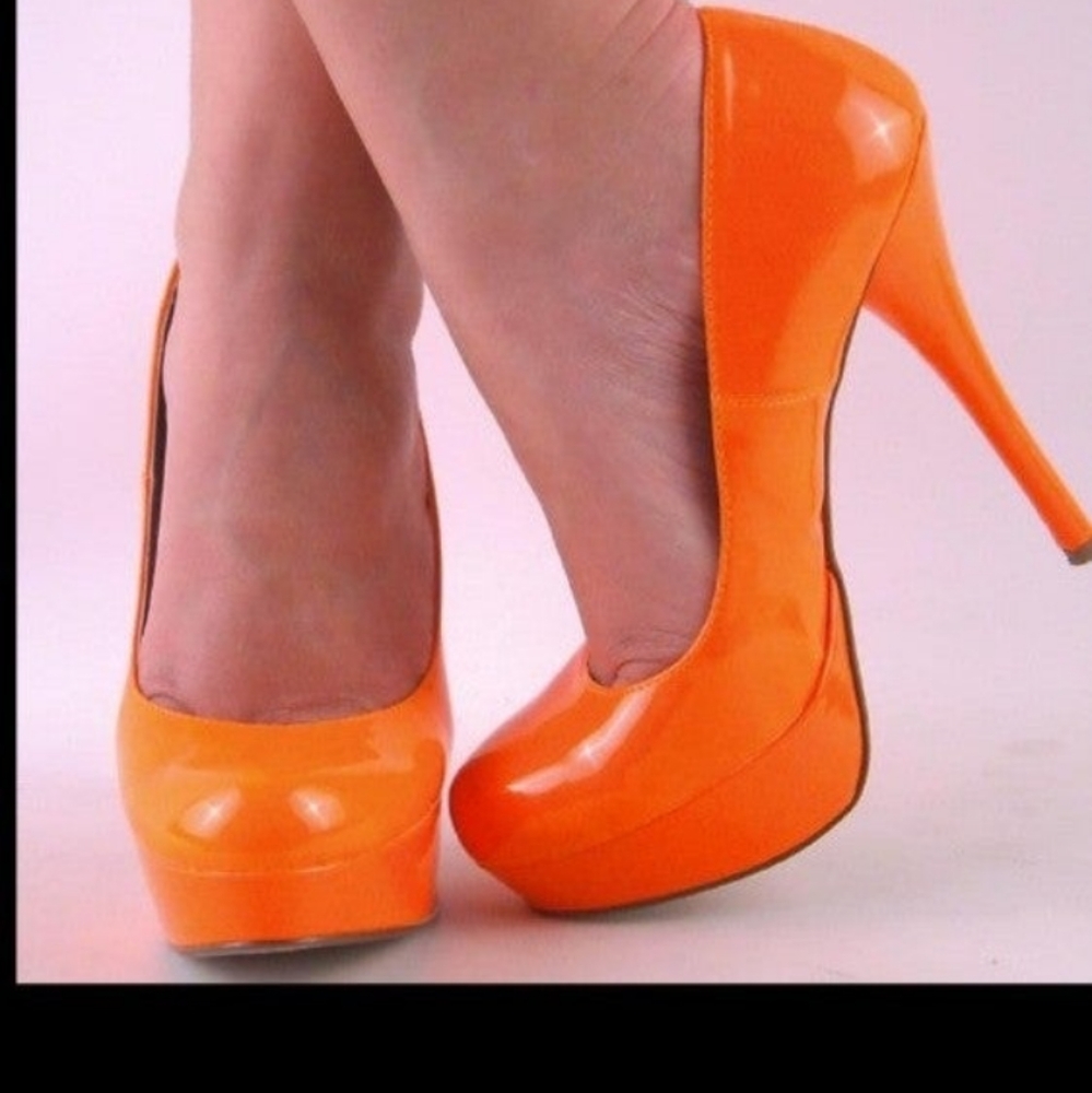 Neon stilleto platform heels